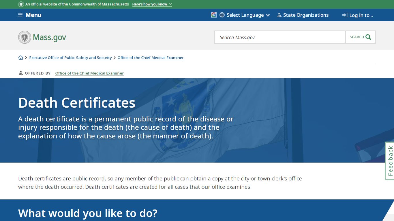 Death Certificates | Mass.gov